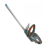 Gardena Battery Hedge Trimmer ComfortCut 50 pictured from an angle with a white background