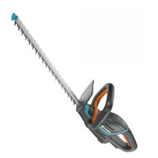 Gardena Battery Hedge Trimmer ComfortCut 50 pictured from an angle with a white background