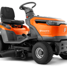 Husqvarna TS114 ride on lawn mower at a side angle