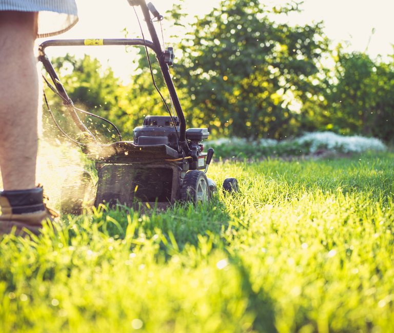 Man mowing his lawn