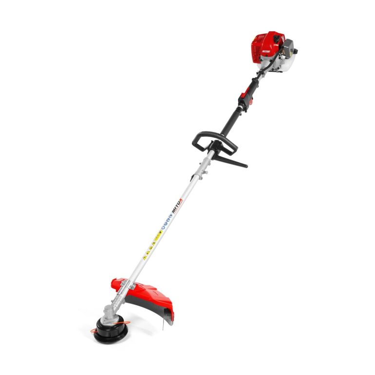 Mitox 26L-SP Petrol Brushcutter pictured stood up with a white background